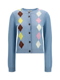 Light Blue Knitted Round Neck Cardigan 1
