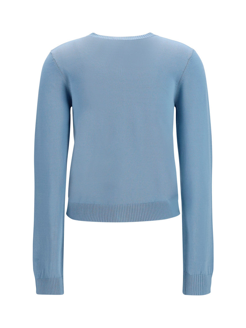 Light Blue Knitted Round Neck Cardigan 2