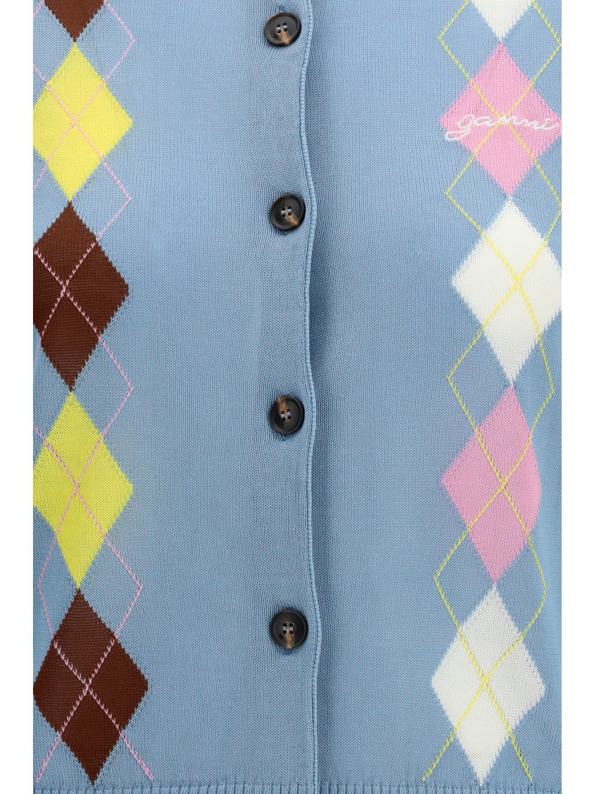 Light Blue Knitted Round Neck Cardigan 3