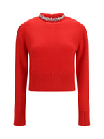 Red Embellished Mock Collar Sweater 1