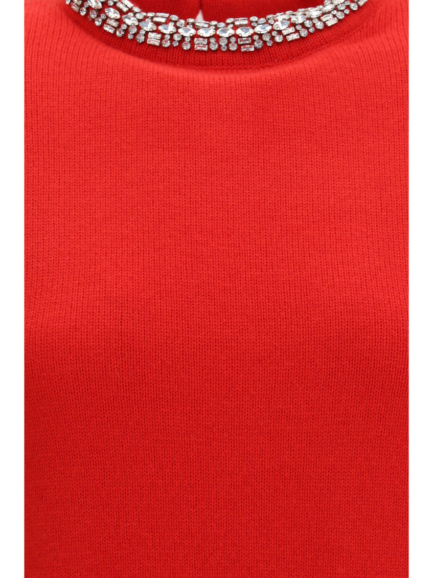 Red Embellished Mock Collar Sweater 3
