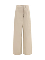 Beige Relaxed Flat Front Pants 1
