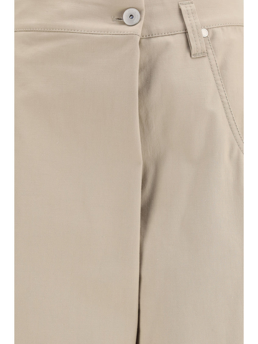 Beige Relaxed Flat Front Pants 3
