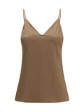 Brown Solid V Neck Top 1