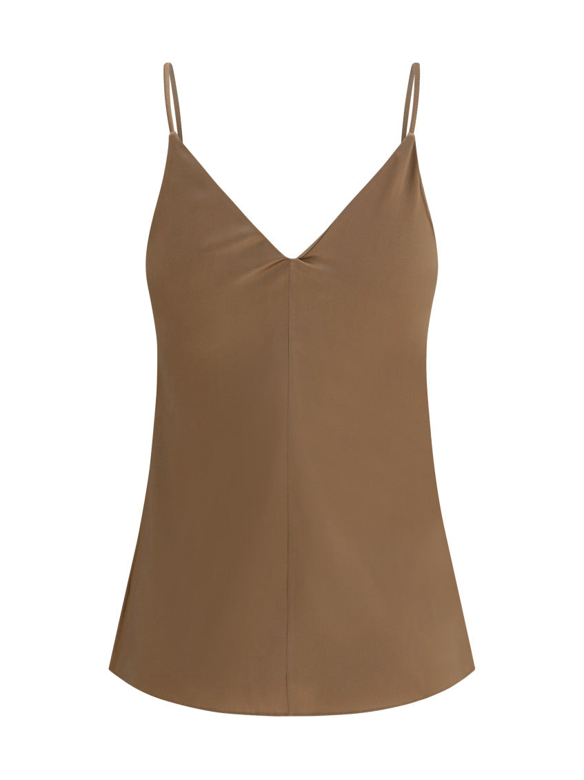 Brown Solid V Neck Top 2