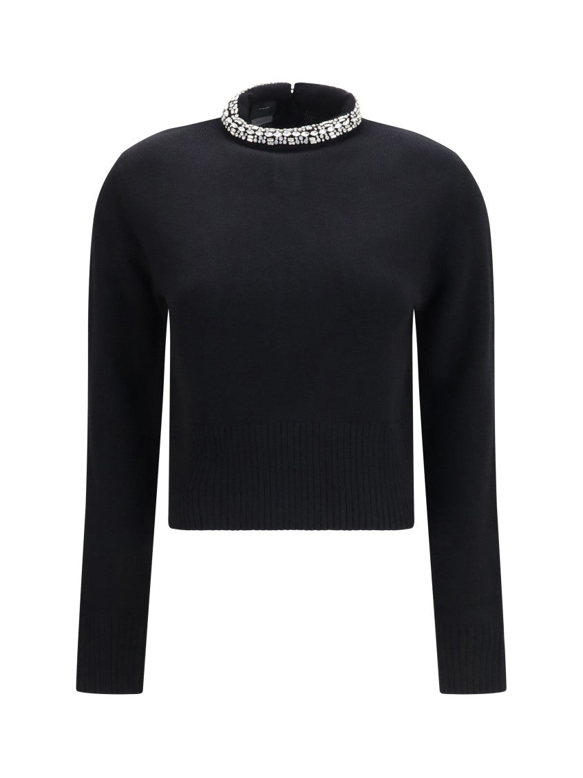 Black Embellished Mock Collar Sweater 1