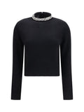 Black Embellished Mock Collar Sweater 1