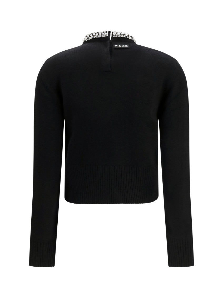 Black Embellished Mock Collar Sweater 2