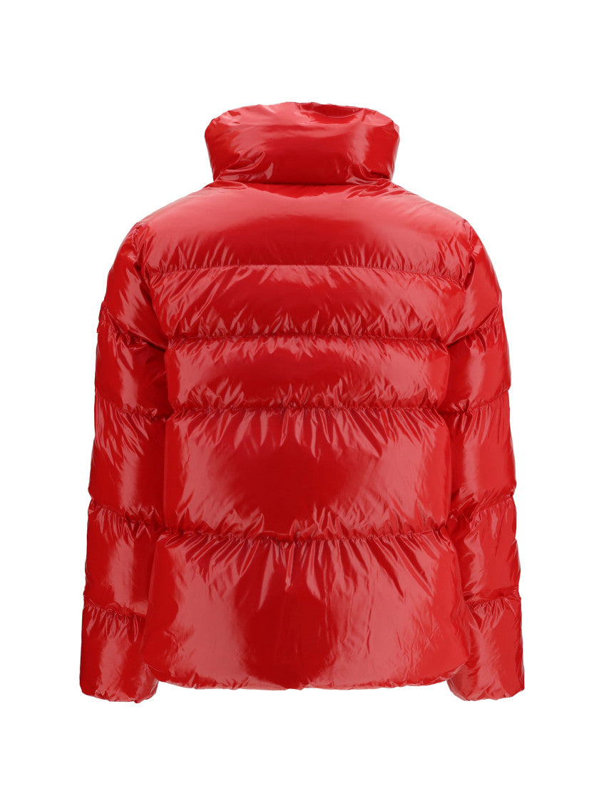Red Quilted Mock Collar Jacket 2