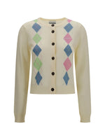 Off White Knitted Round Neck Cardigan 1