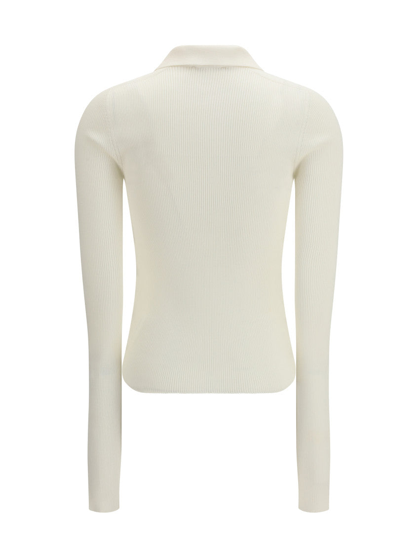 White Solid Shirt Collar Polo 2