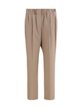 Beige Straight Elasticated Pants 1