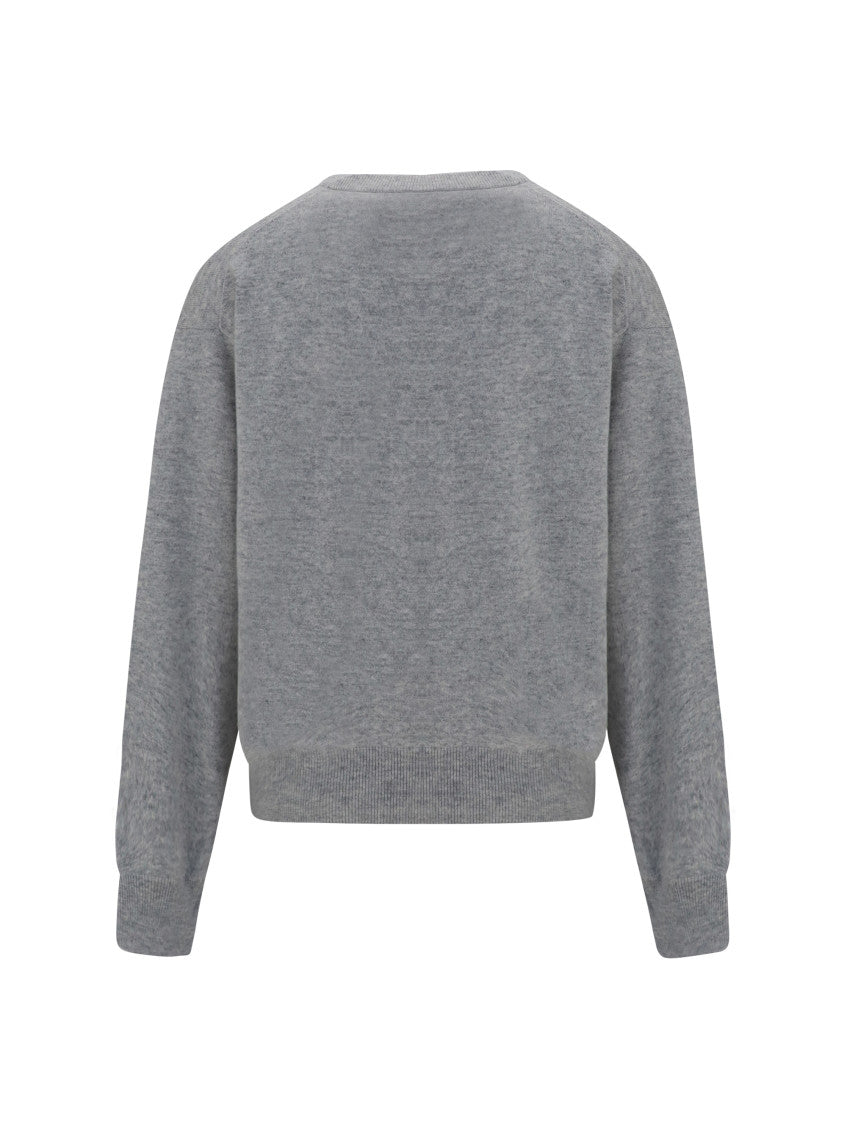 Grey Solid V Neck Sweater 2