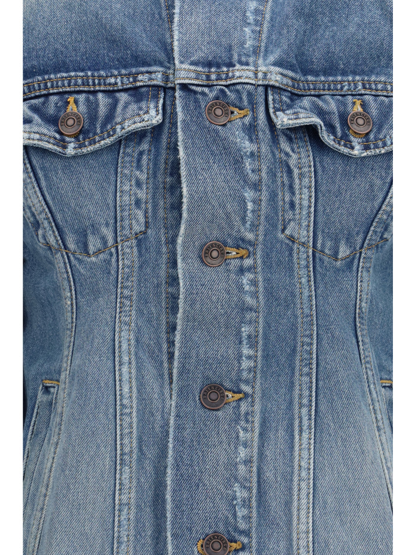 Blue Solid Round Neck Jacket 3