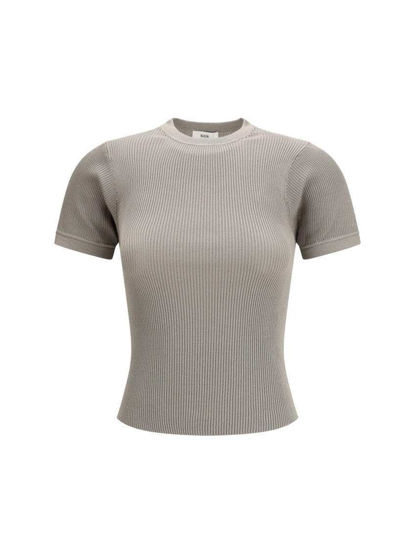 Beige Solid Crew Neck T-Shirt 1