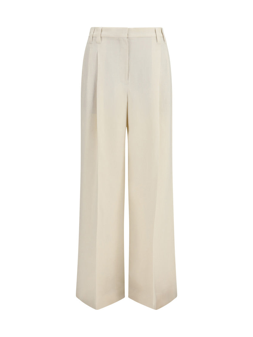 Beige Regular Pleated Pants 1
