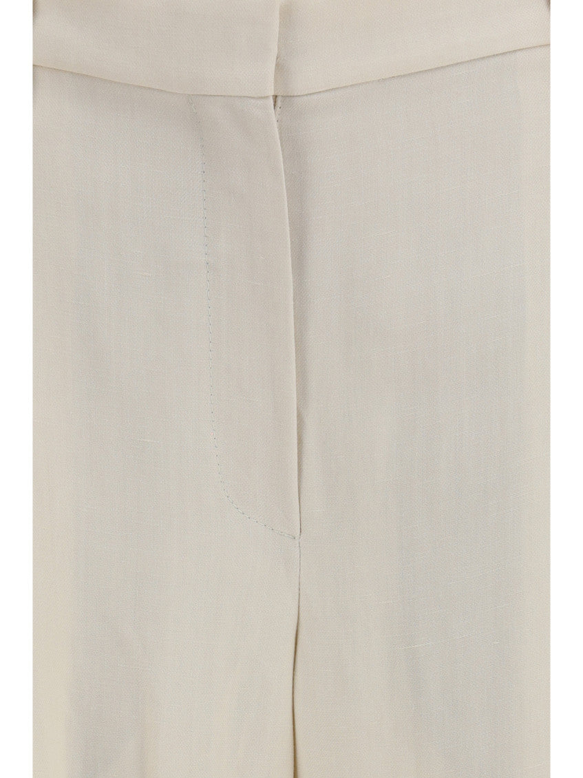 Beige Regular Pleated Pants 3