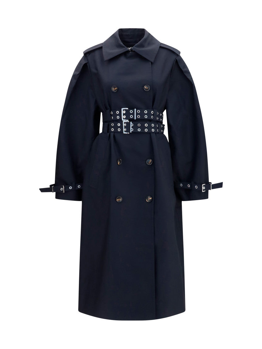 Black Double Breasted Trench Coat 1