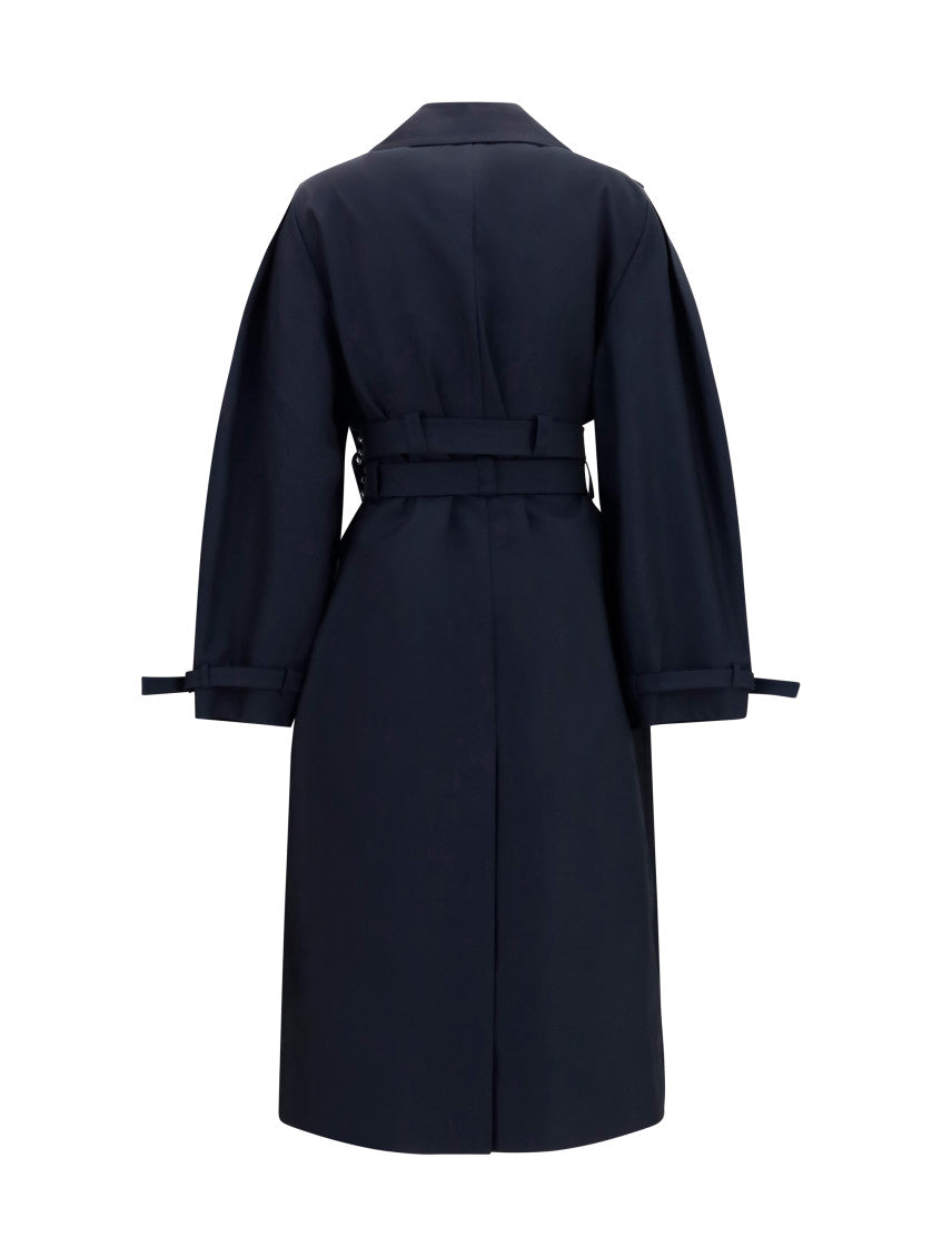 Black Double Breasted Trench Coat 2