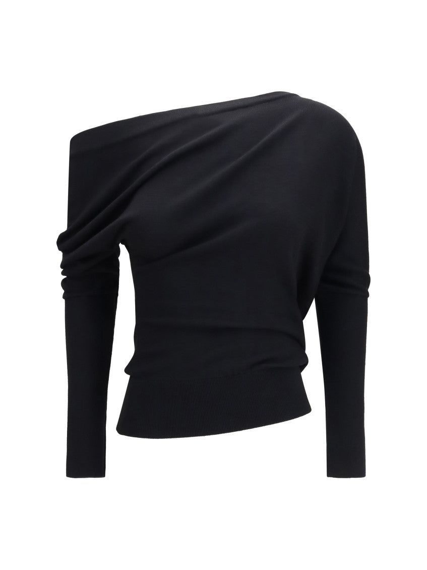 Black One Shoulder Sweater 1
