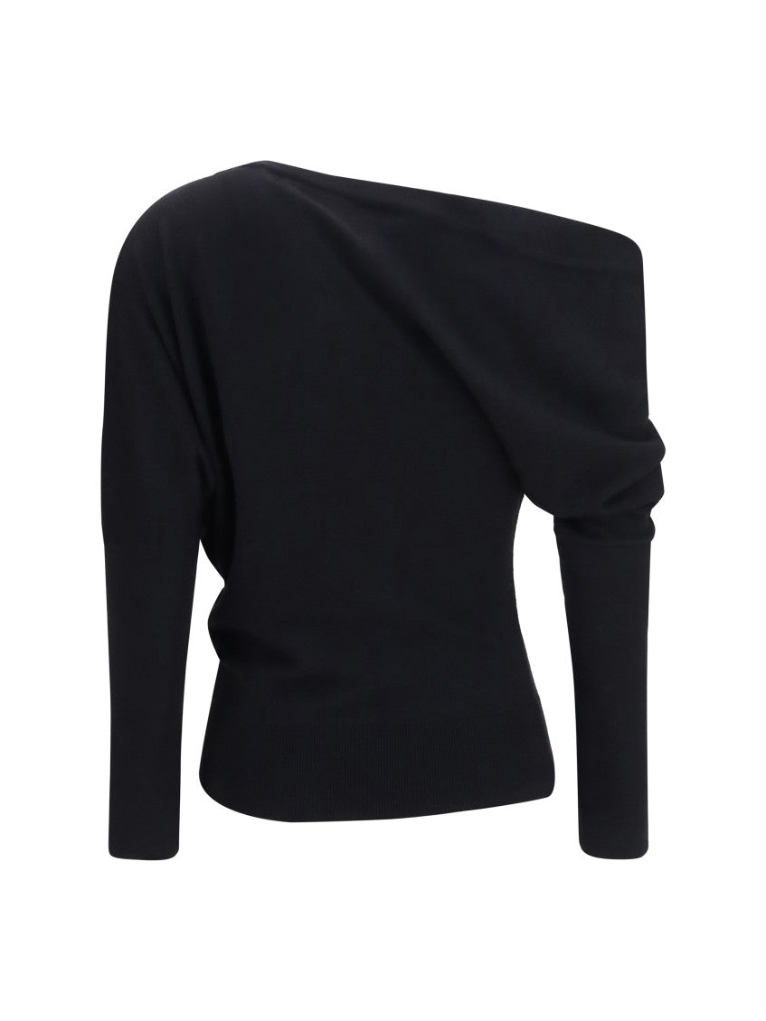 Black One Shoulder Sweater 2