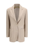 Beige Notched Lapel Blazer 1