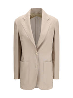 Beige Notched Lapel Blazer 1