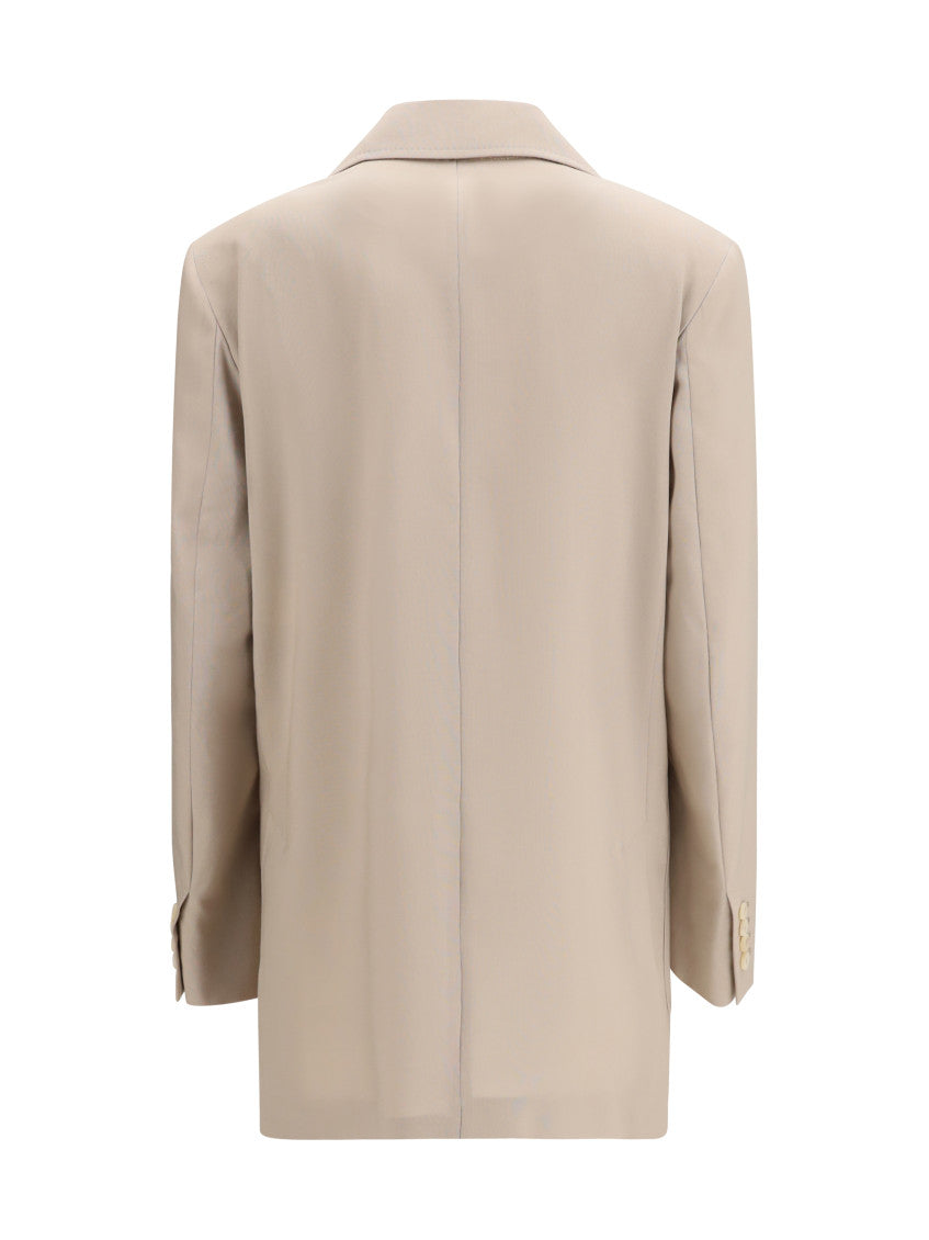 Beige Notched Lapel Blazer 2