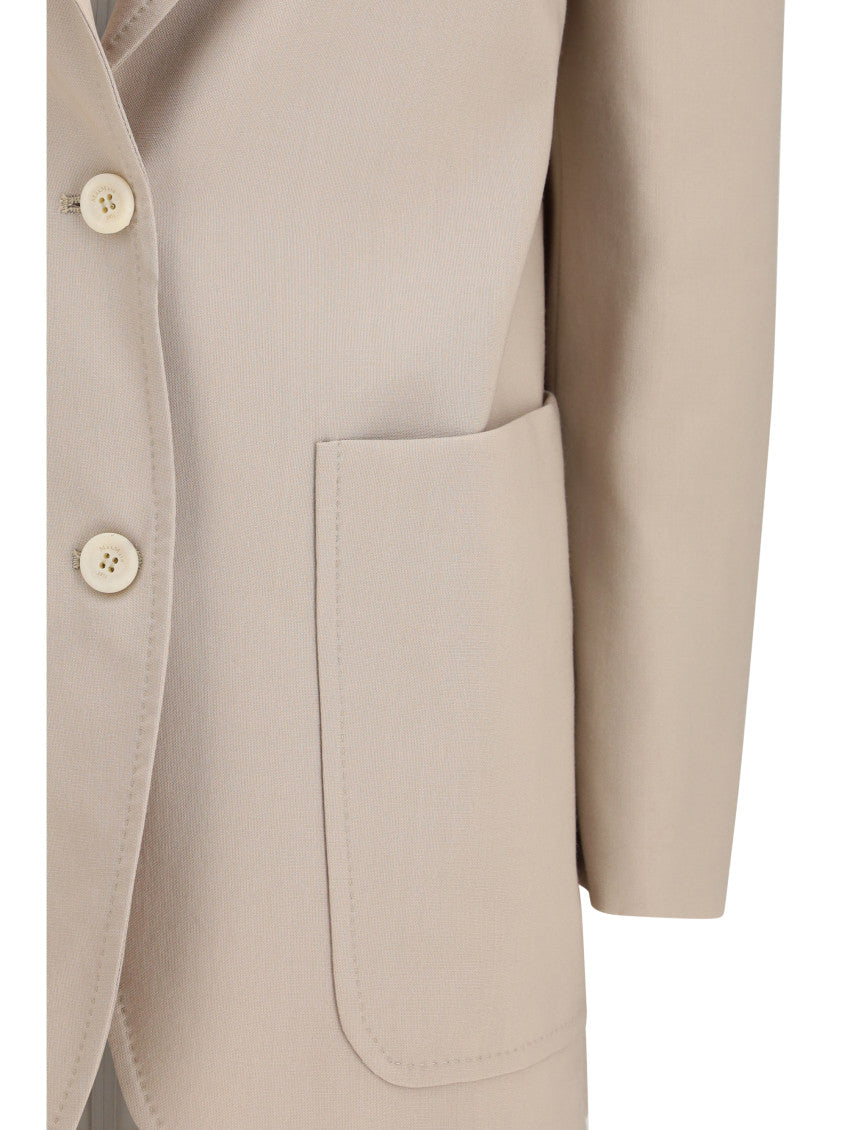 Beige Notched Lapel Blazer 3