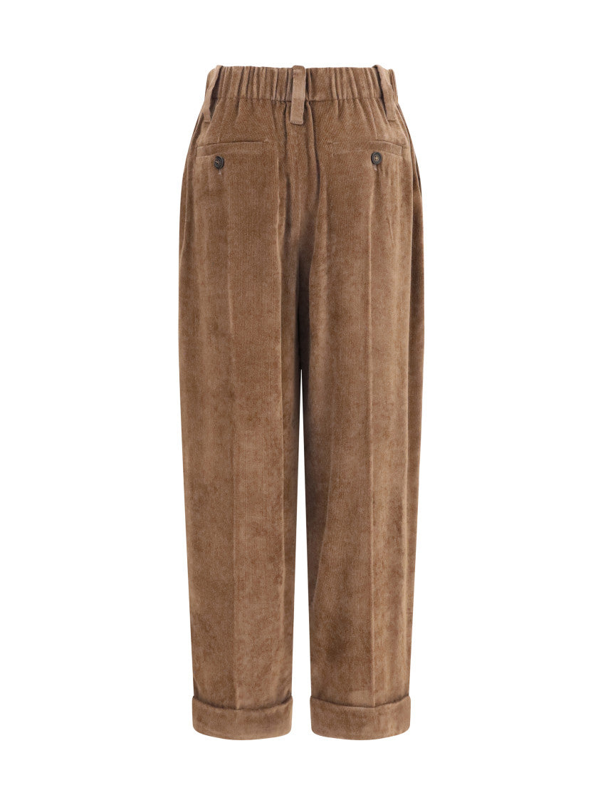 Brown Tapered Elasticated Pants 2