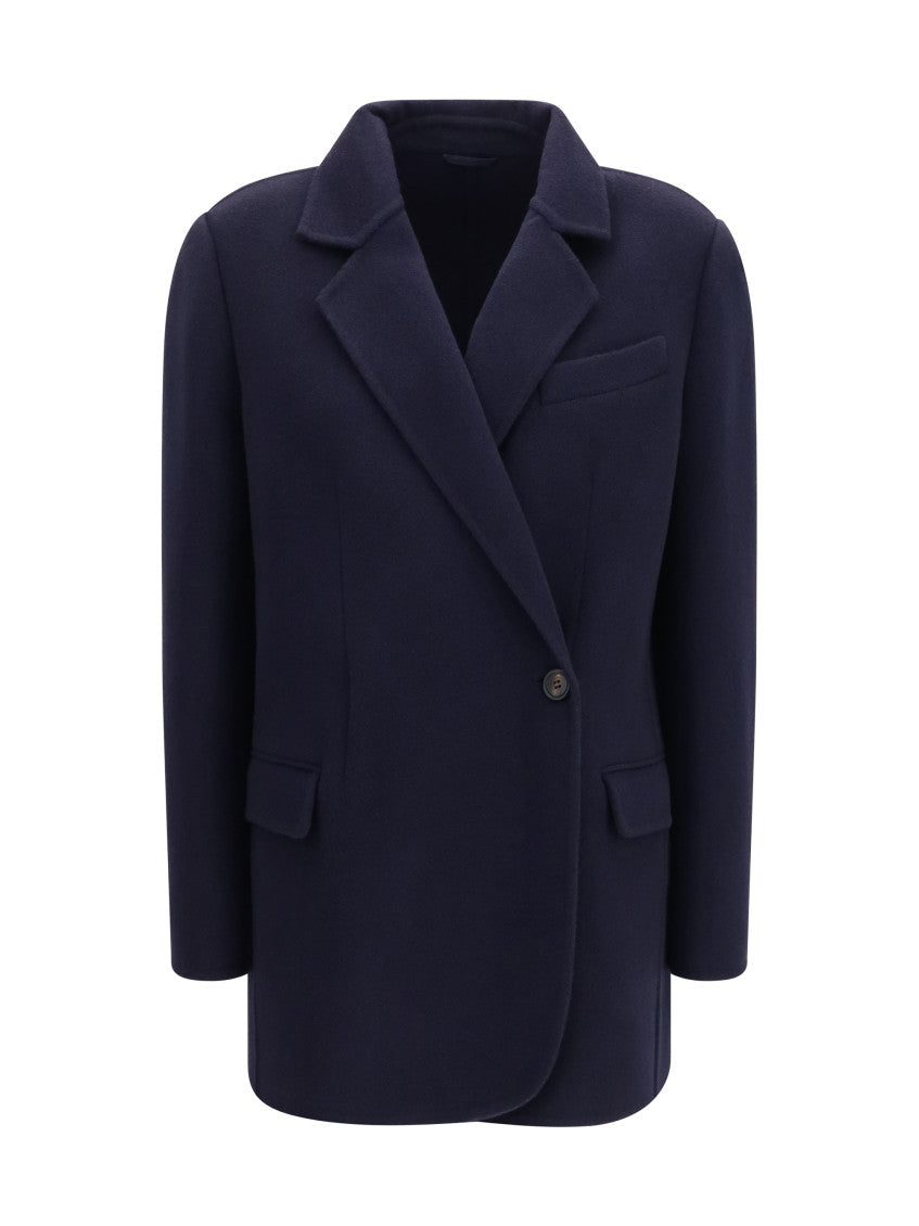 Navy Blue Notched Lapel Blazer 1