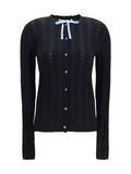 Black Knitted Round Neck Cardigan 1