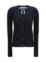 Black Knitted Round Neck Cardigan 1