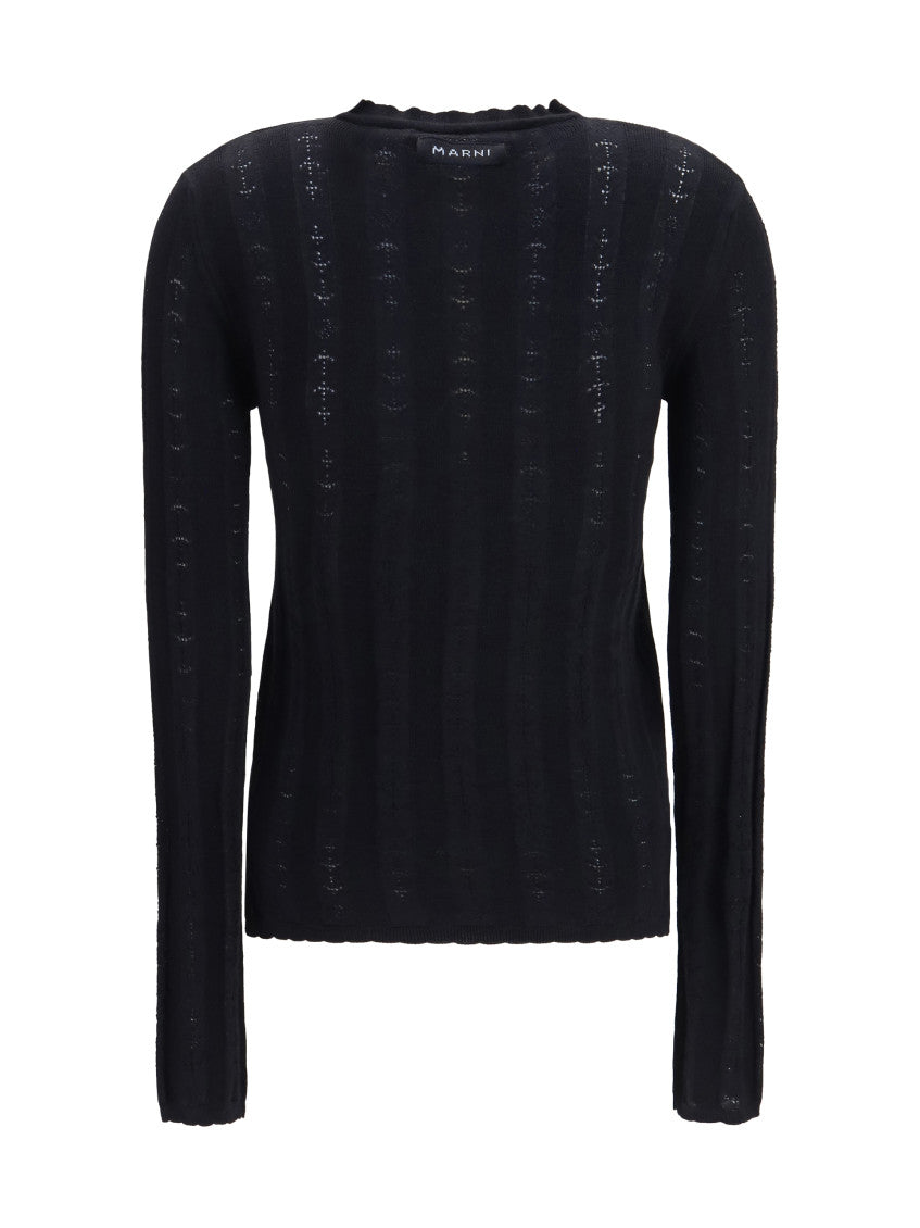 Black Knitted Round Neck Cardigan 2