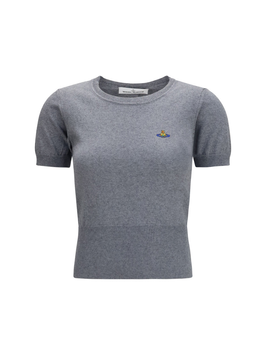 Grey Logo Crew Neck Top 1