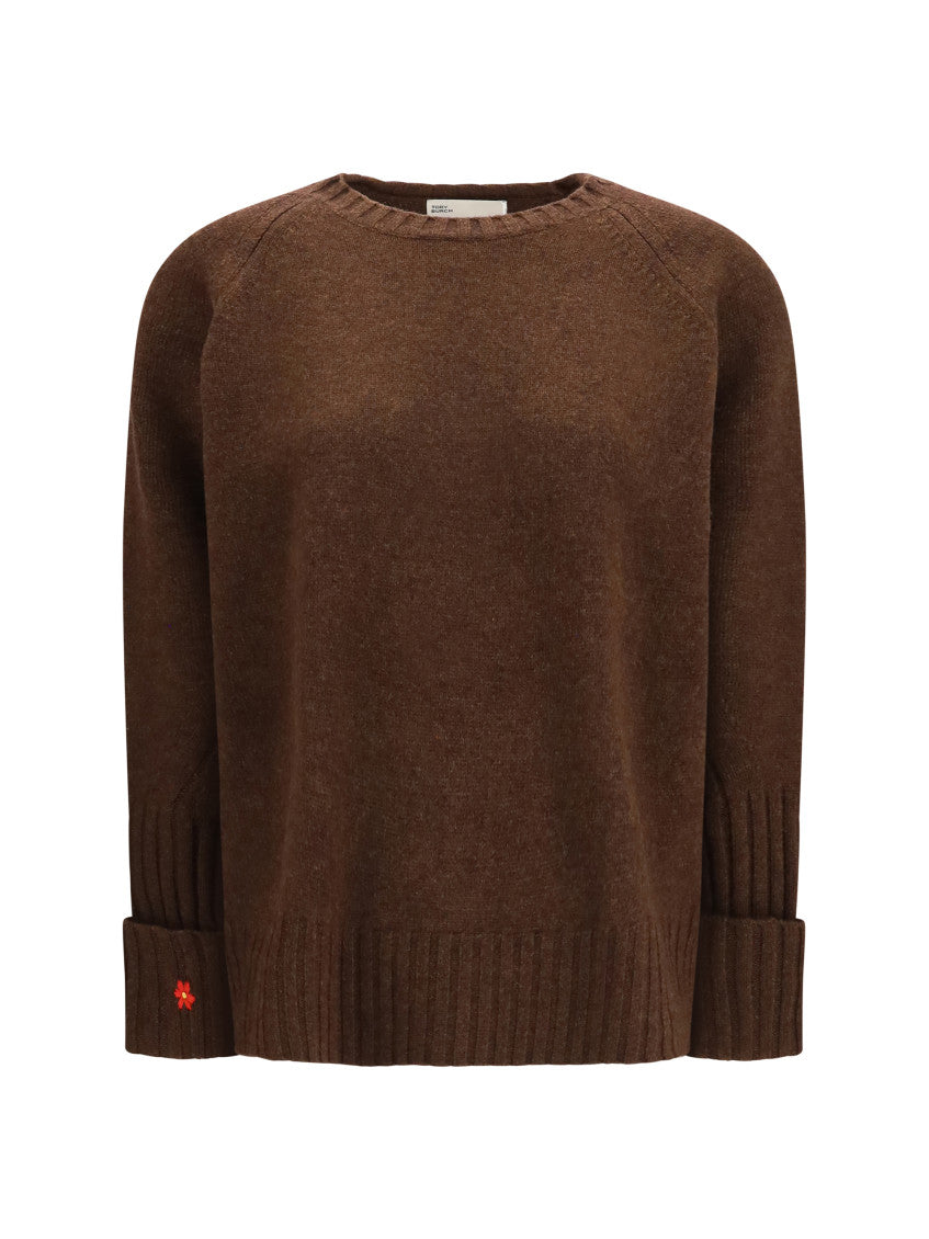 Brown Solid Crew Neck Sweater 1