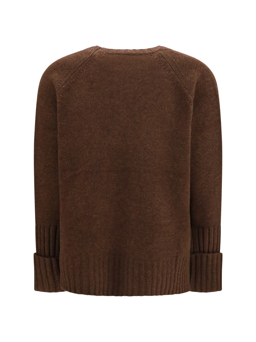 Brown Solid Crew Neck Sweater 2