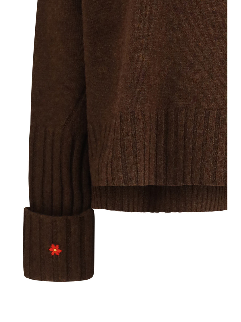 Brown Solid Crew Neck Sweater 3