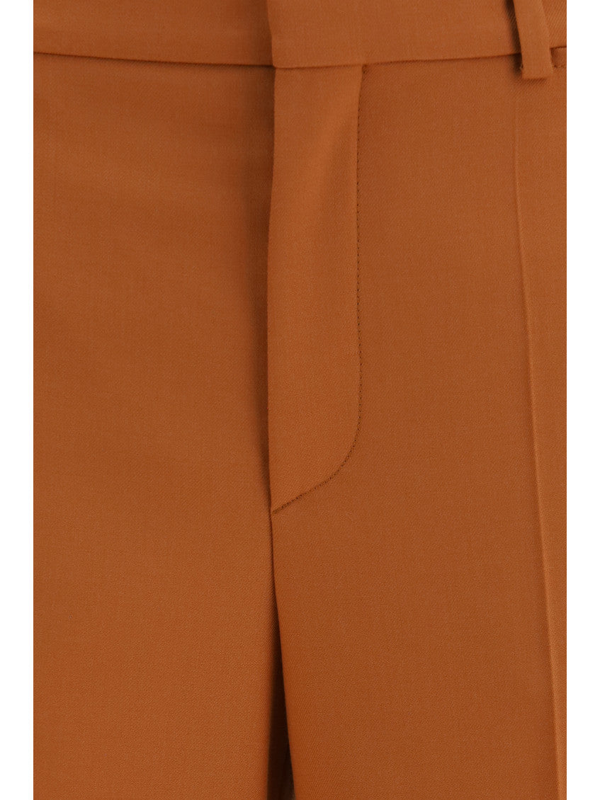 Orange Flared Flat Front Pants 3