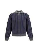Blue Knitted Zip-Up Cardigan 1