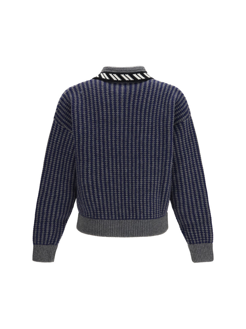Blue Knitted Zip-Up Cardigan 2