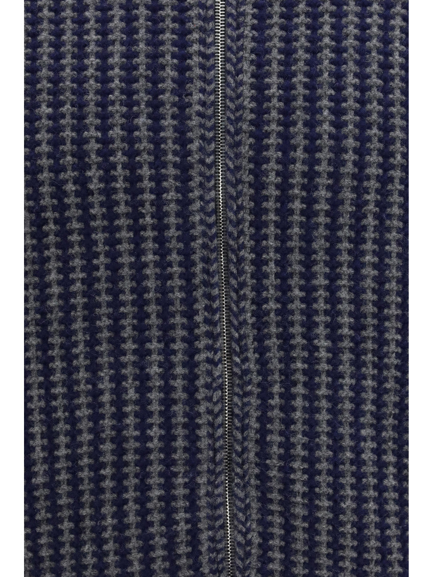 Blue Knitted Zip-Up Cardigan 3