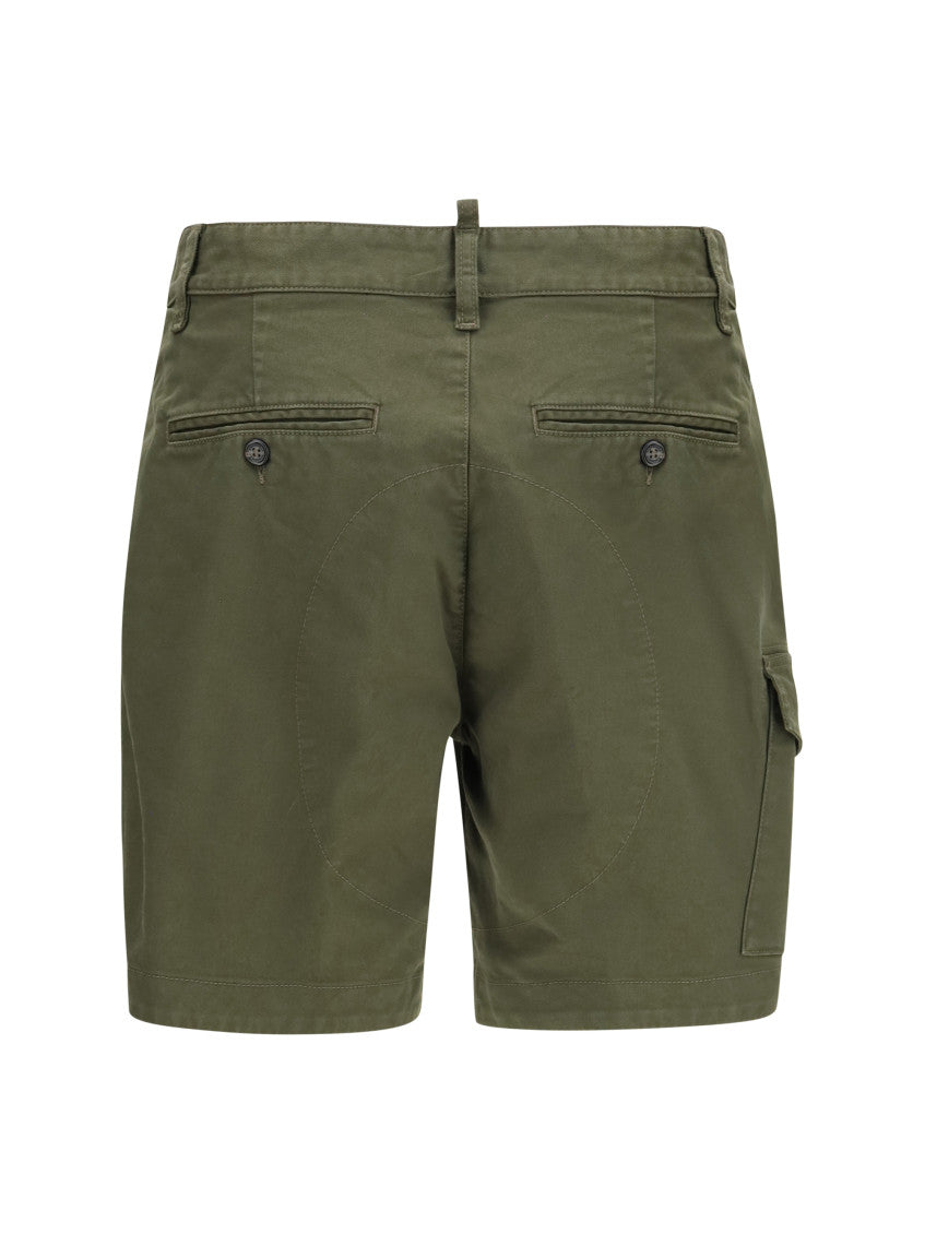 Green Solid Cargo Shorts 2