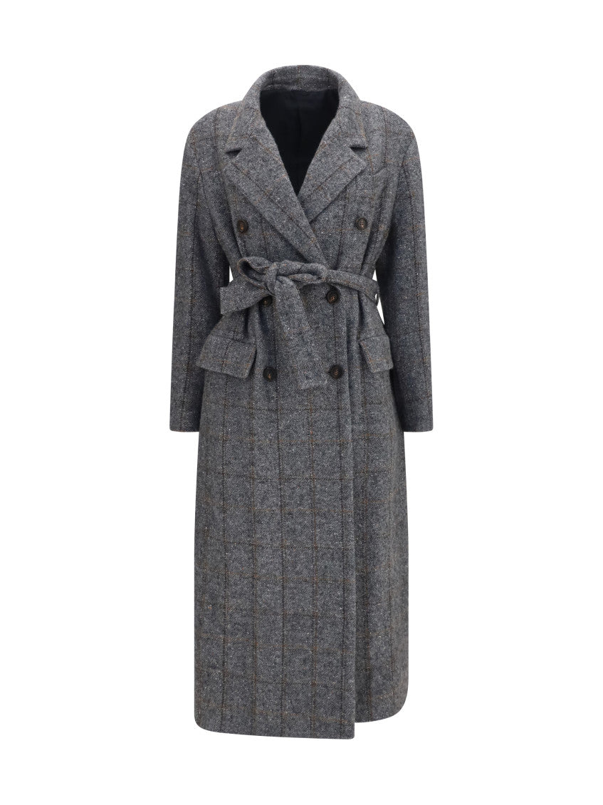 Grey Notched Lapel Trench Coat 1