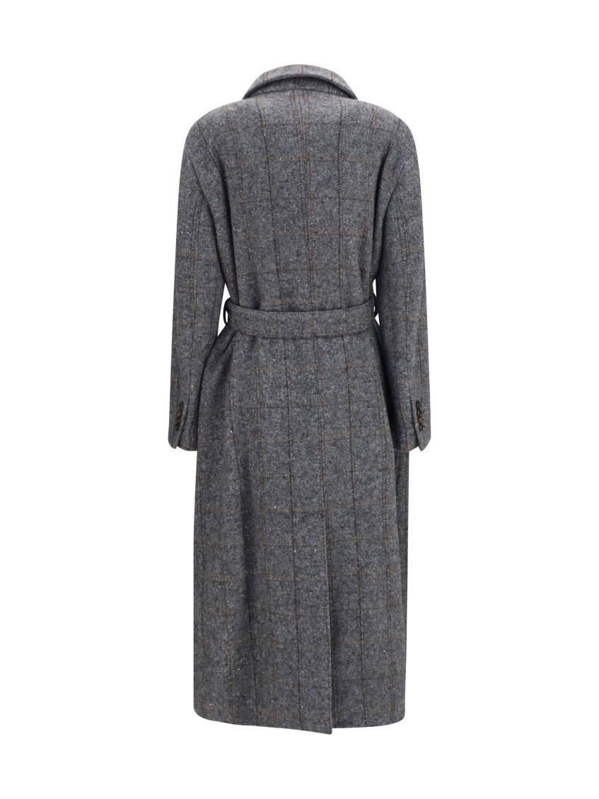 Grey Notched Lapel Trench Coat 2