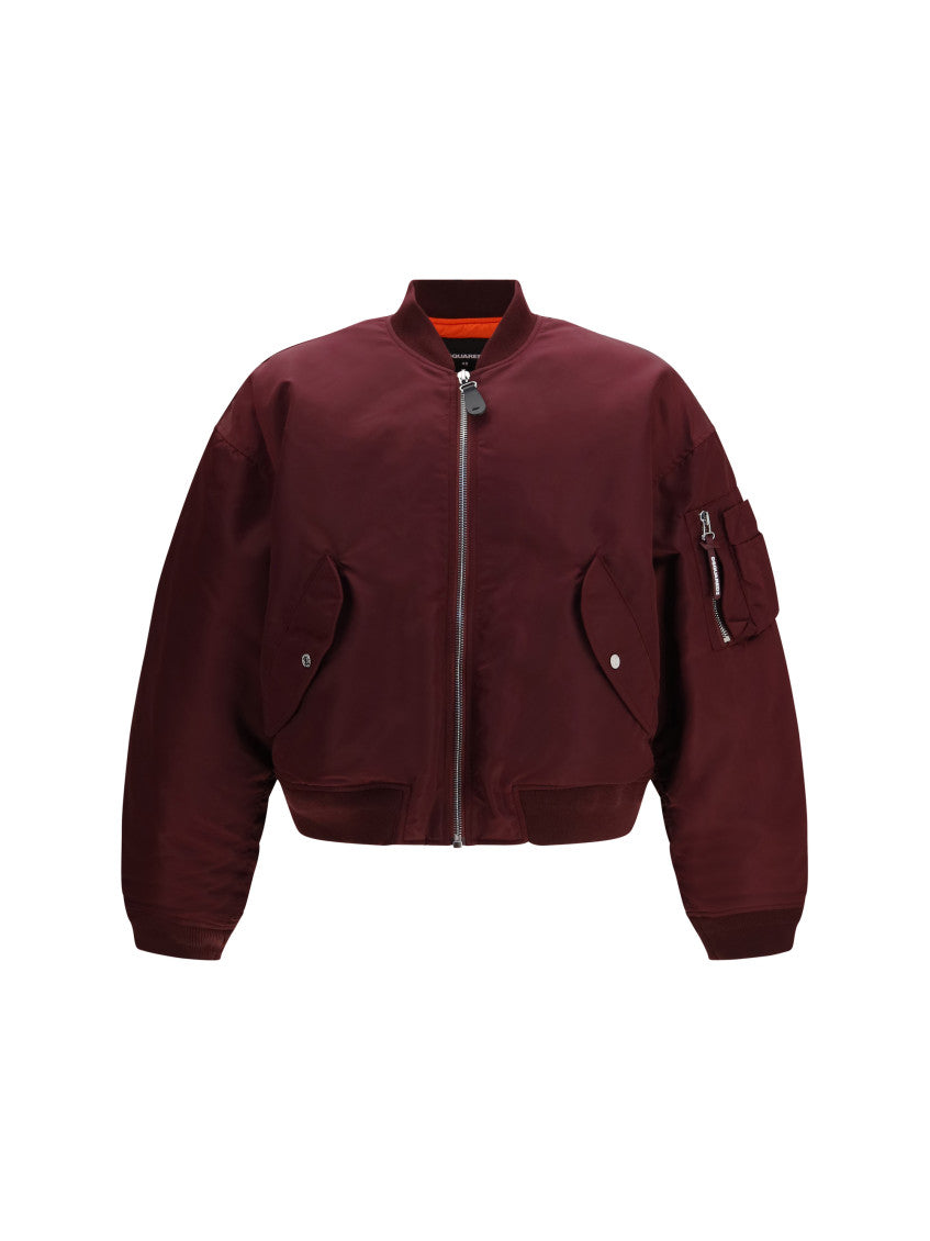 Maroon Relaxed Bomber Jacket 1