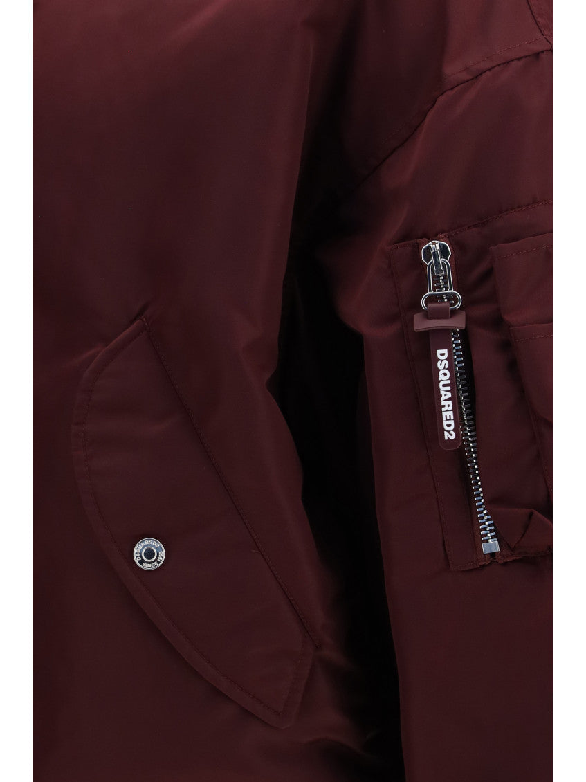 Maroon Relaxed Bomber Jacket 3