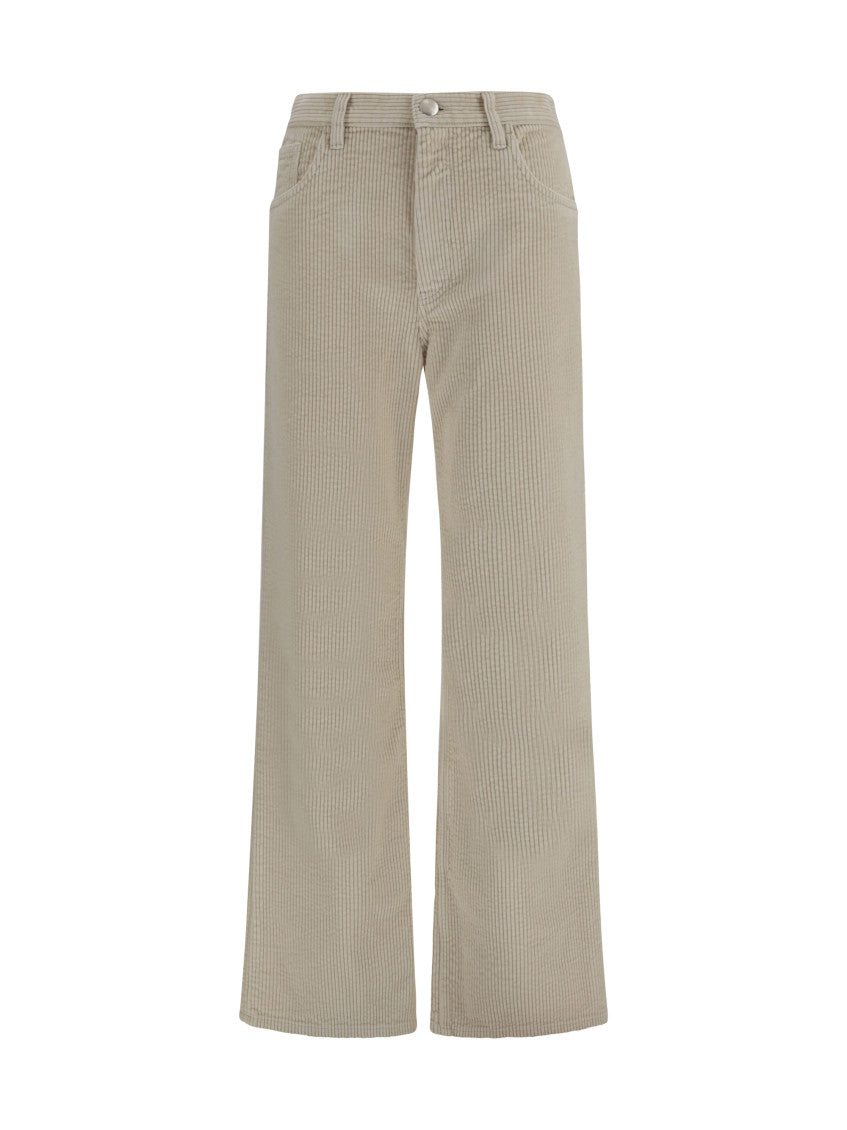 Beige Flared Flat Front Pants 1
