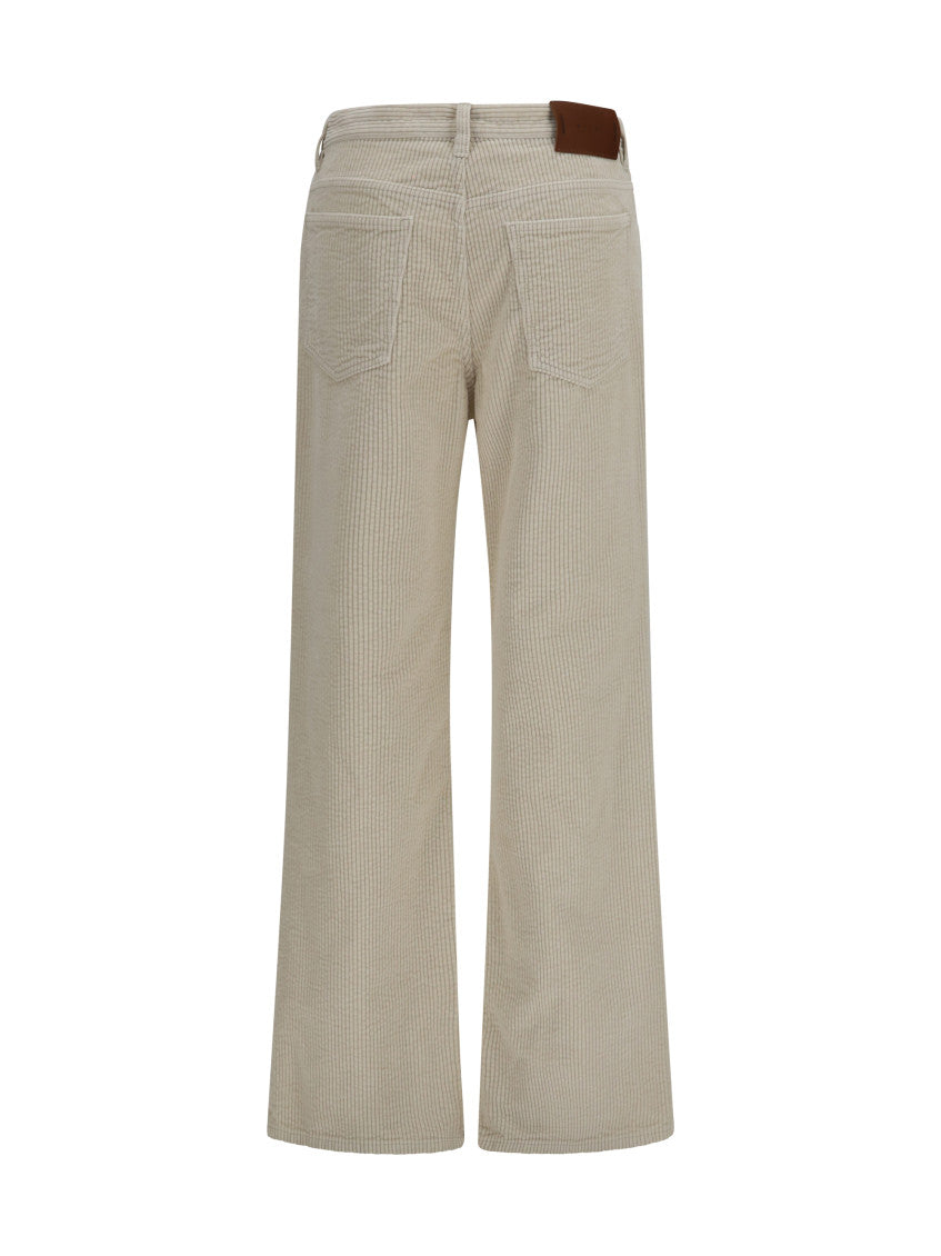 Beige Flared Flat Front Pants 2