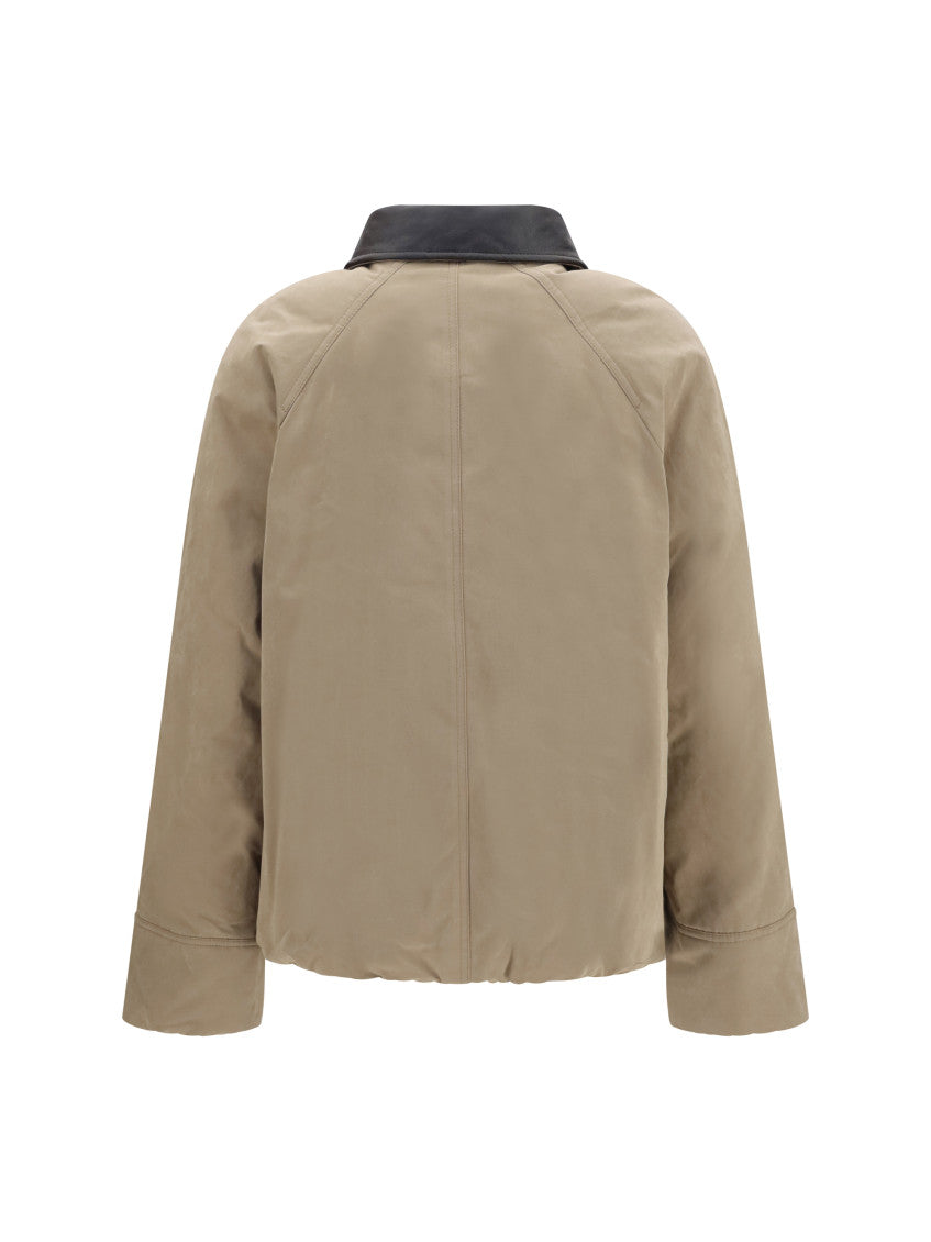 Beige Solid Shirt Collar Jacket 2
